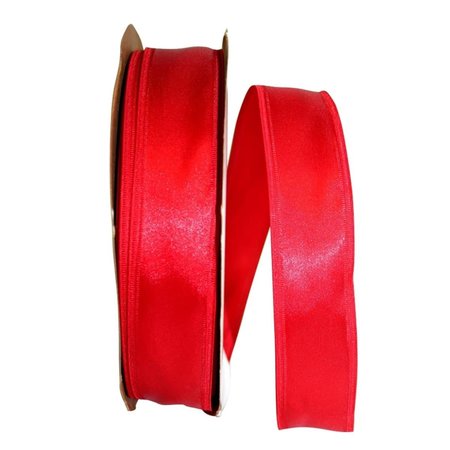 RELIANT RIBBON 1.5 in. 100 Yards Dyna Satin EZ Wired Edge Ribbon, Red 5102W-065-09C